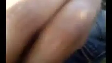 Indian girlfriend gives a blowjob on the balcony.