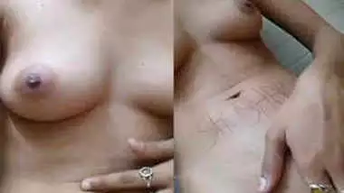 Indian babe displays XXX breasts putting hand down there for sex pleasure