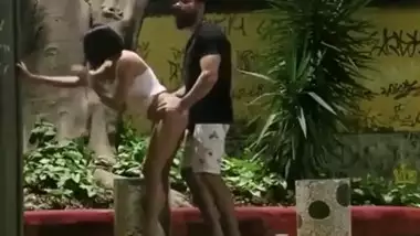 Nasty couple fuck in a public place in Desi outdoor porn